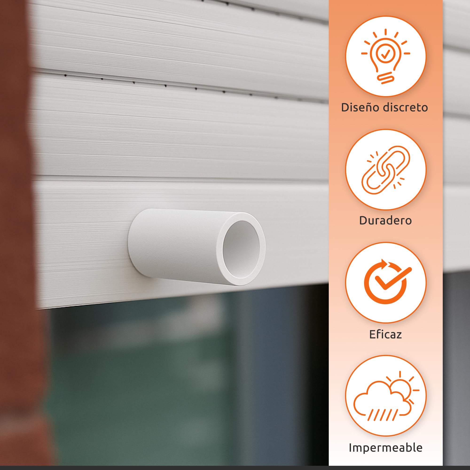 ECENCE Topes Persiana 20 Piezas 40mm incl. tornillos - Tope para Persianas Enrollables - Protección completa para persiana, Blanco