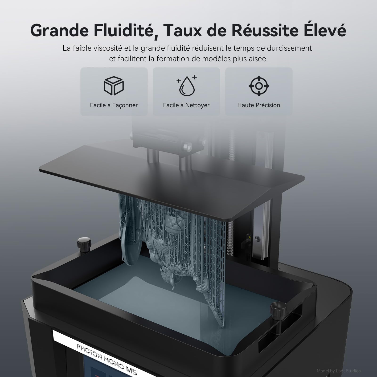 ANYCUBIC ABS-Like Résine Pro 2, Résine pour Imprimante 3D à Haute Résistance et Ténacité, Haute Précision, Résine Durcissant aux UV 405 nm pour Imprimantes 3D MSLA/LCD/DLP, HD Gris 1000g