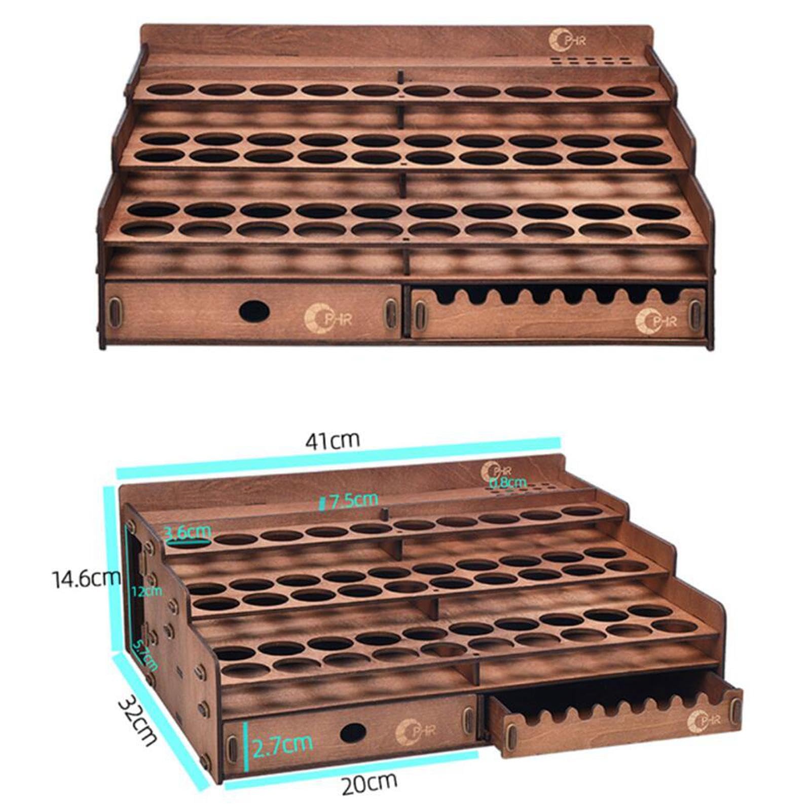 Accessoires pour peinture : support en bois avec porte-pinceaux décoratif, grande capacité, idéal pour les artistes et, 50 Trous