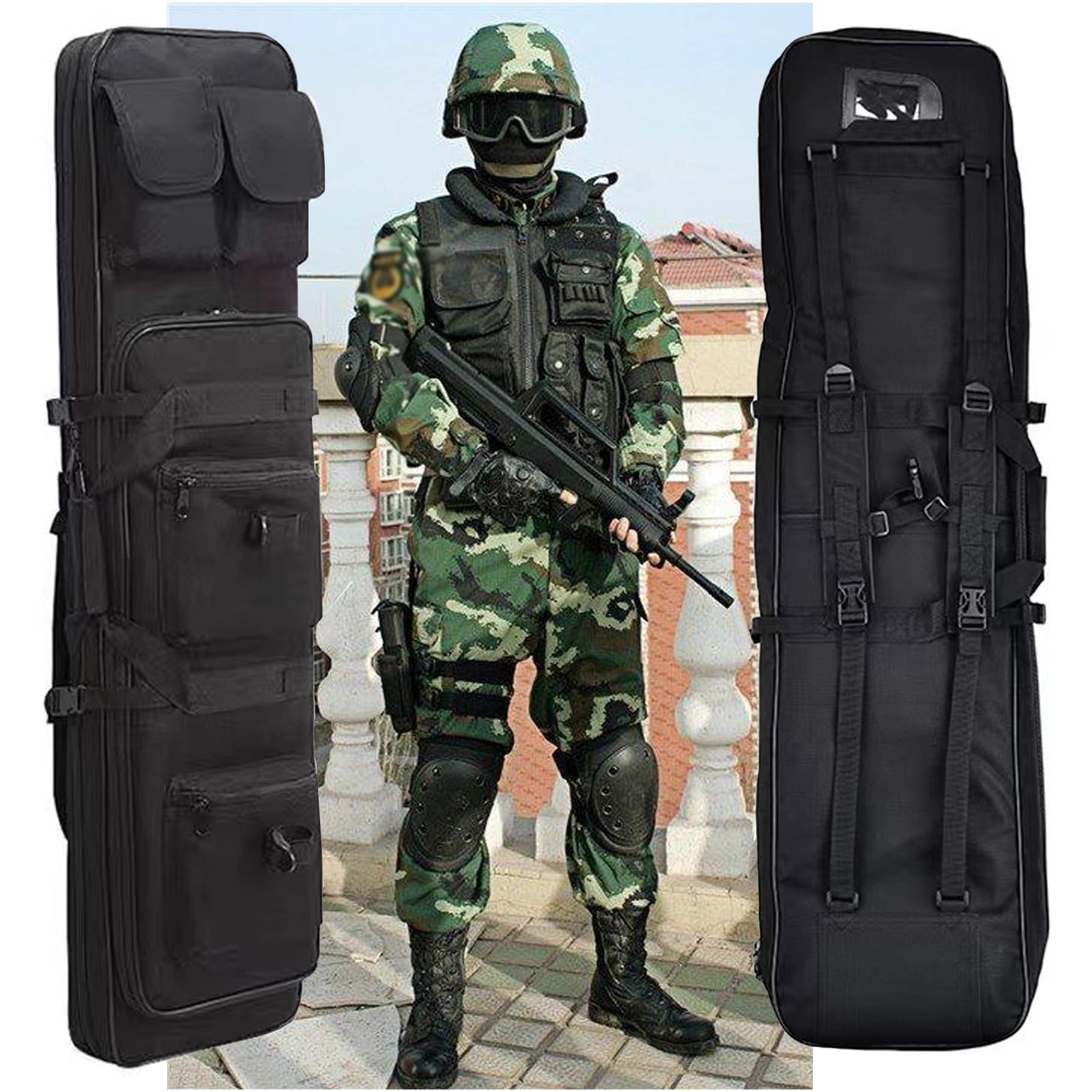 Borsa Porta Fucile Tattica 120cm - Custodia Per Carabine Con 5 Tasche, Ideale Per Caccia E Tiro A Segno - Foto 3