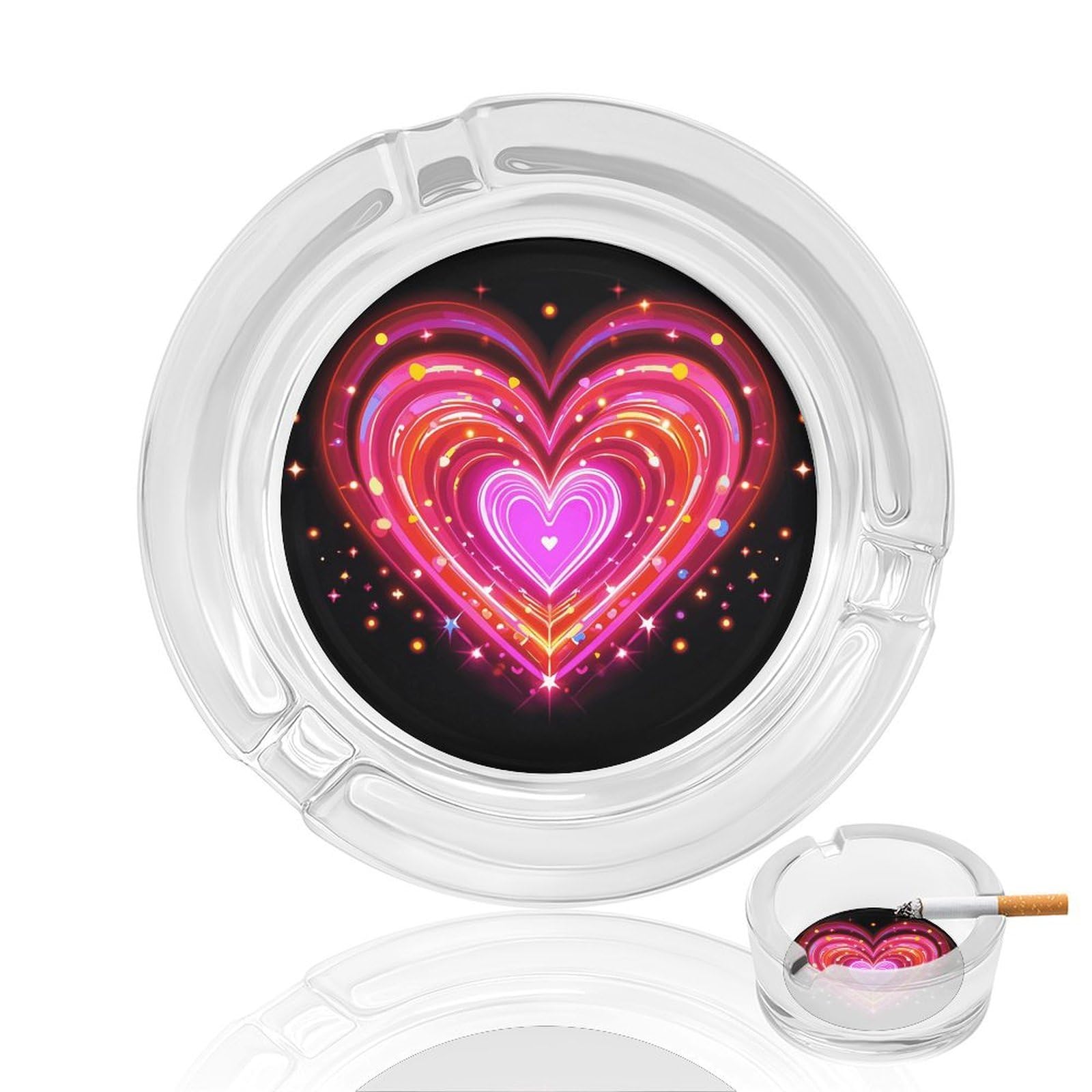 Cendrier en verre lumineux cœur idée cadeau décoration