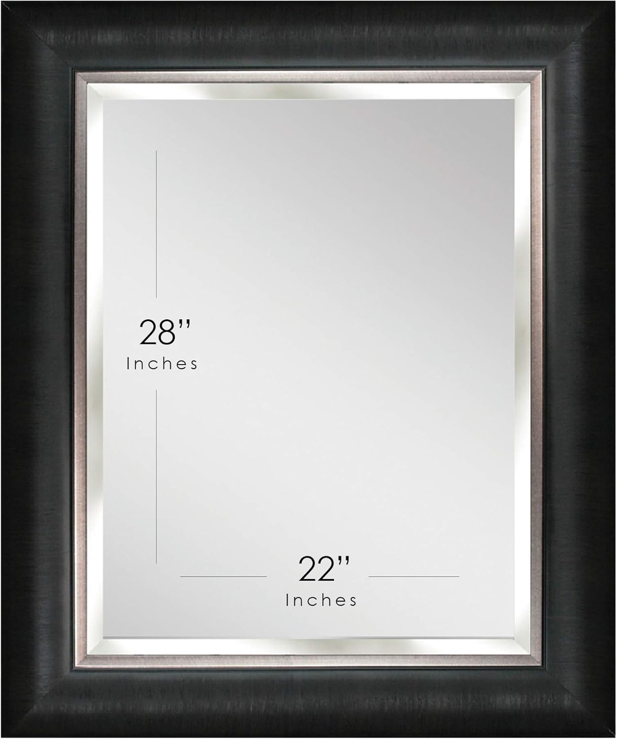 Alderton Transitional Black and Silver Beveled Wall Mirror - 34.5" x 28.5"