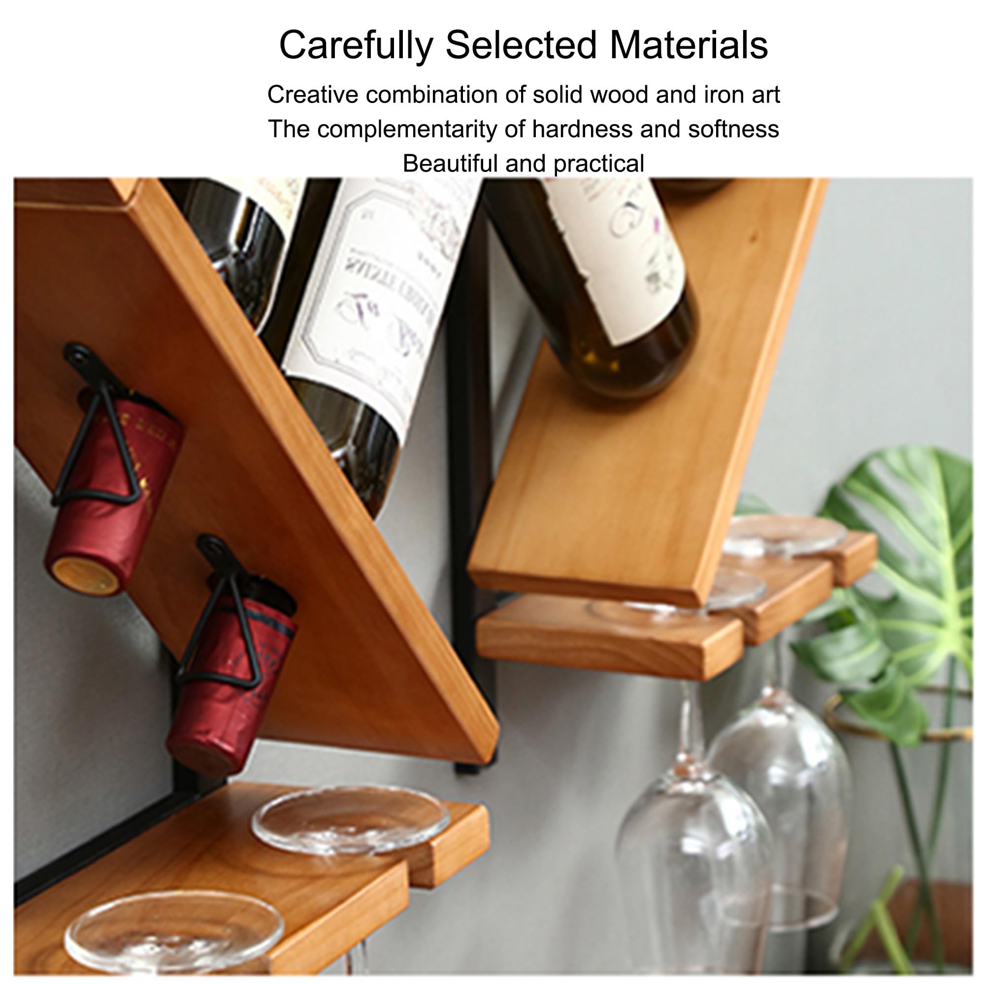 Yorbay Casier à Vin Mural, Étagère à Bouteille Range Bouteille Et Porte-Verre à Pied, Assemblage