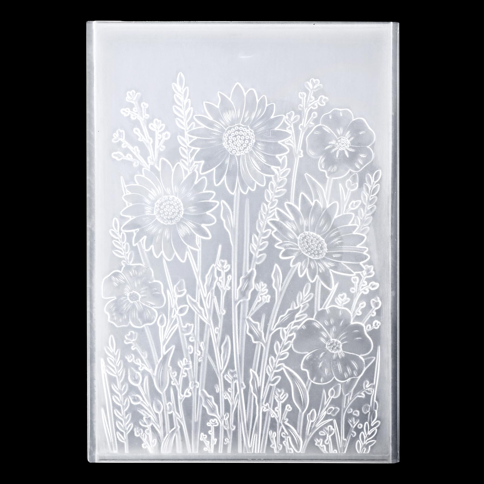 3D Daisy Embossing Folders Plastic Flowers Leaves Background Textured Flowers Leaves Embossed Template 4.3x6.3 Inch Card Embossing Stencil for DIY Scrapbooking Paper Crafts