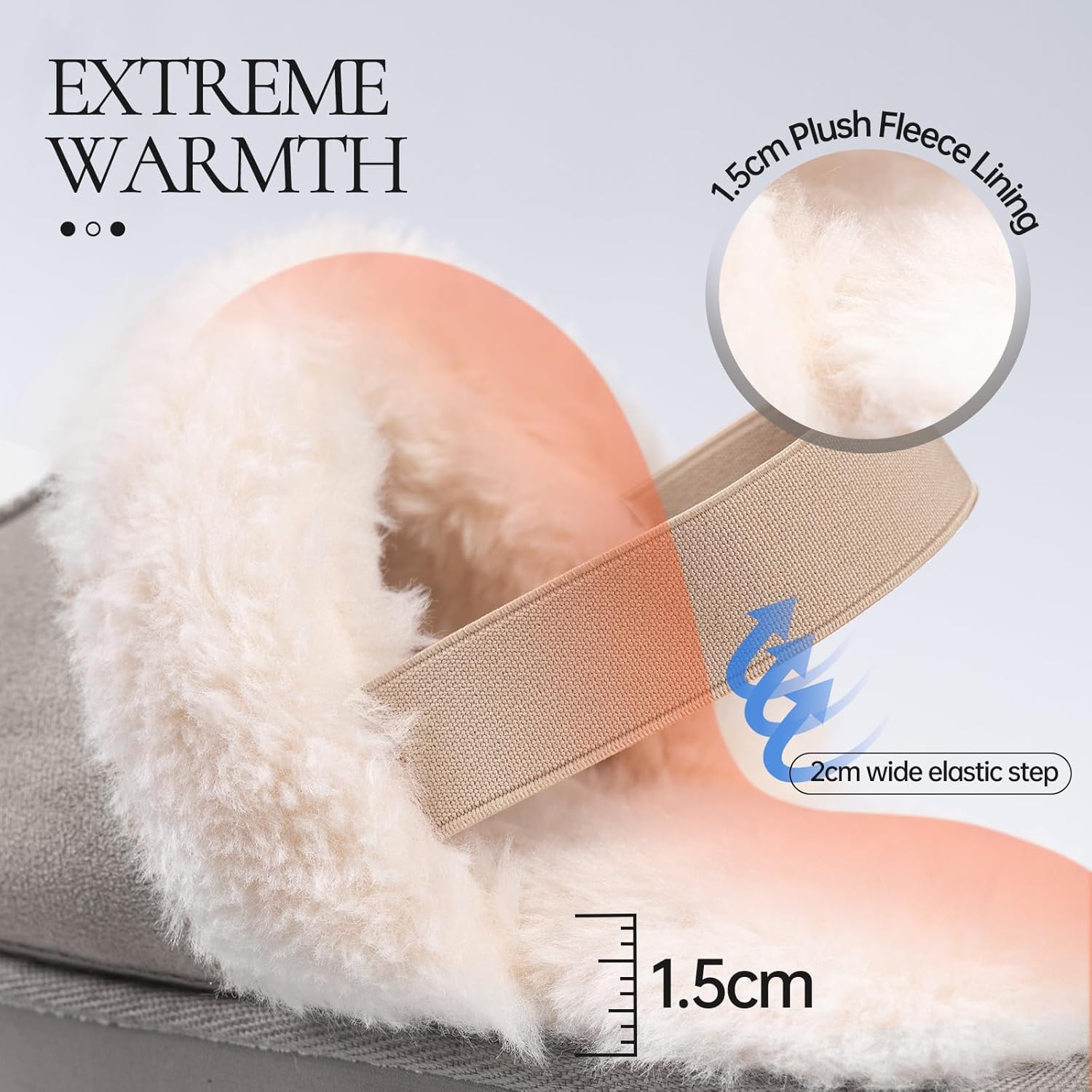 Women's Platform Slippers, Suede Fuzzy Slippers with Strap - Image 5