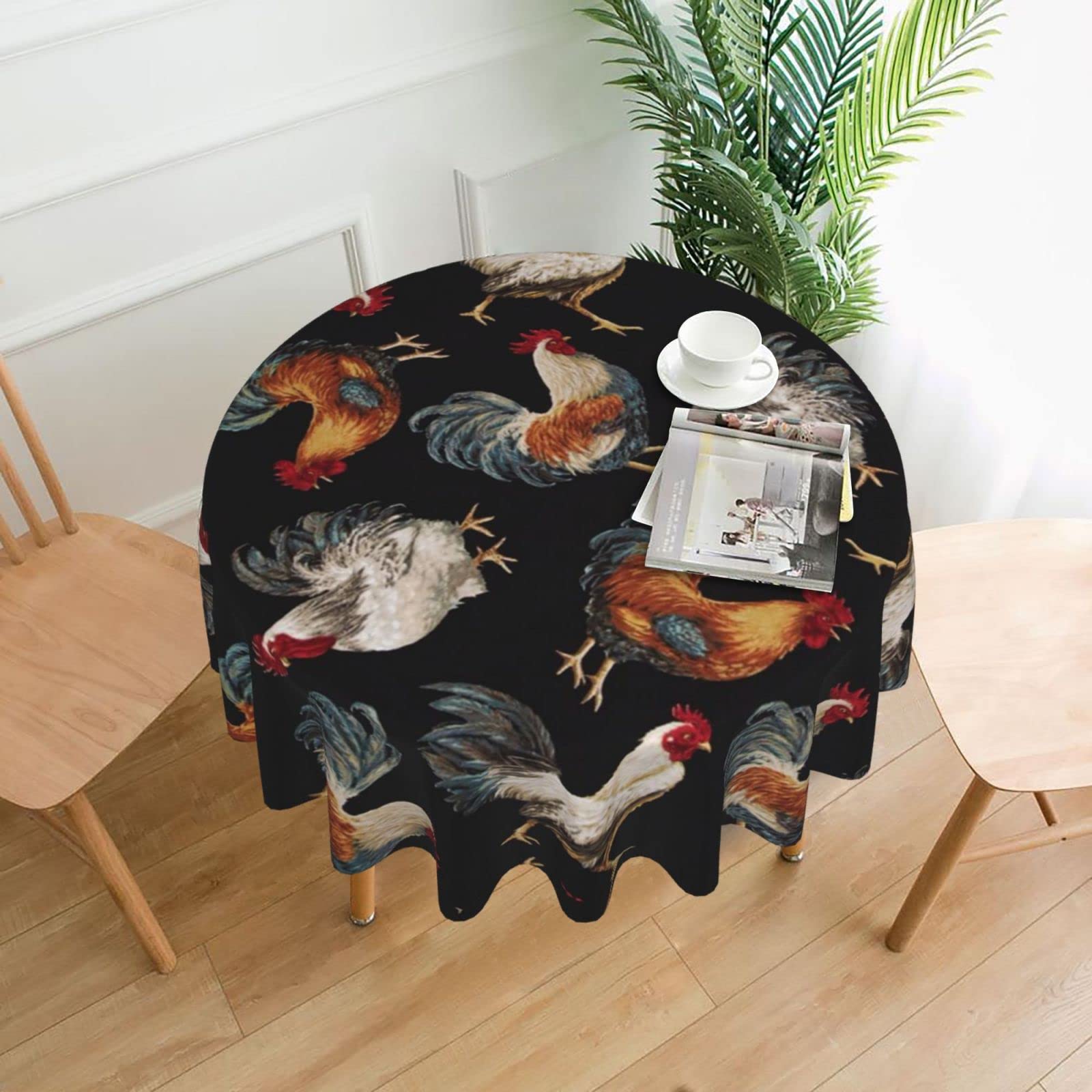Nappe ronde en polyester lavable 152 cm pour table de buffet et jardin