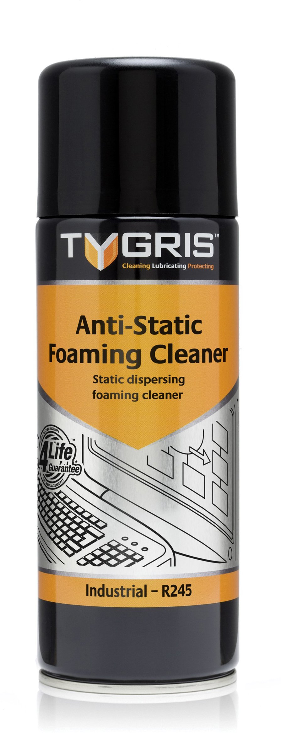 Tygris R245 400ml aerosol anti static foaming computer keyboard & screen cleaner