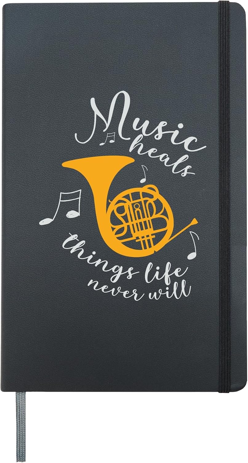 French Horn Players Musical Instrument Music Player gift fun Hardcover Journal, Black