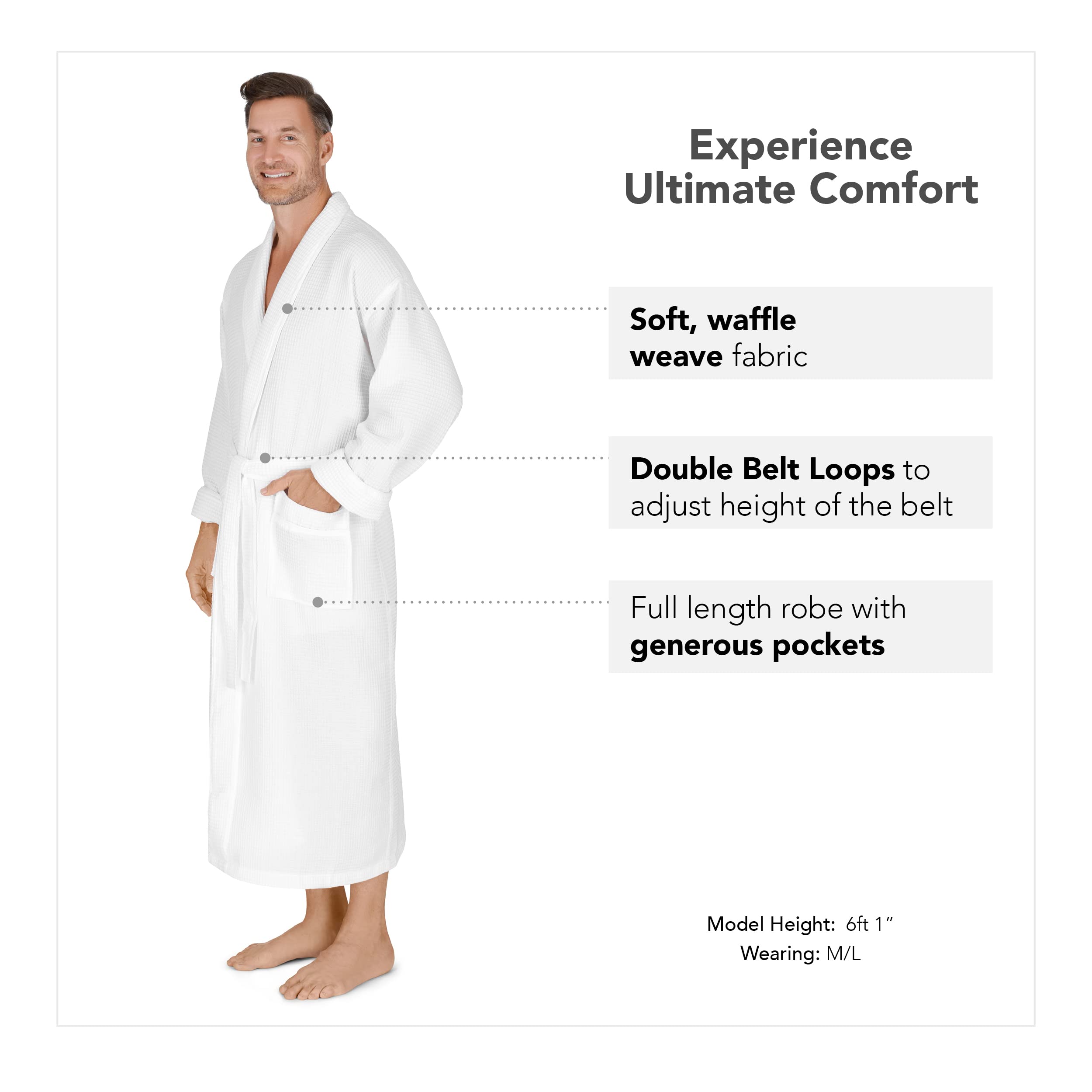 mens cotton waffle dressing gown Men's Hooded Turkish Cotton Waffle Robe XXL / Charcoal