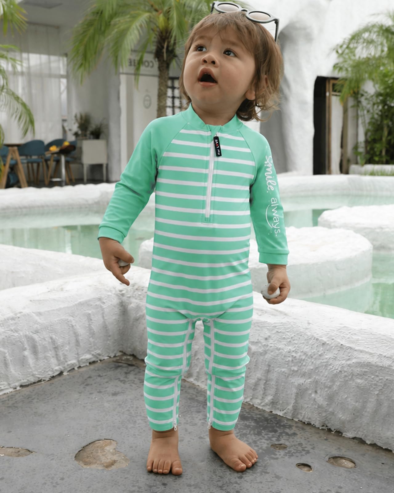 weVSwe Baby Toddler Boy Swimsuit UPF 50+ Sun Protection Rash Guard Swimwear with Crotch Zipper 0-3 Years