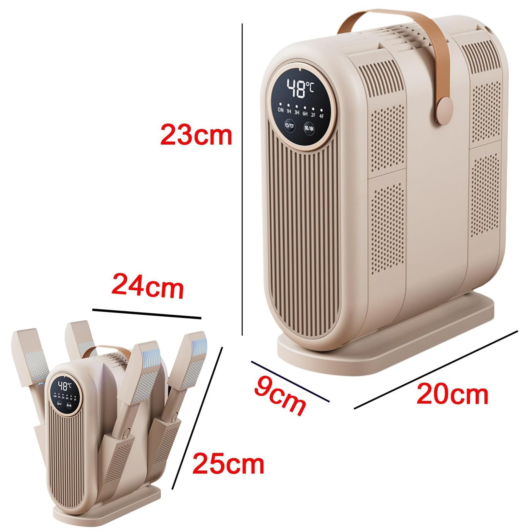Faltbarer Schuhtrockner mit 48°C konstanter Temperatur, 360min Timer, HD-Digitalanzeige - Leiser tragbarer Trockner für Sneaker, Skischuhe, Handschuhe, ideal für Reisen