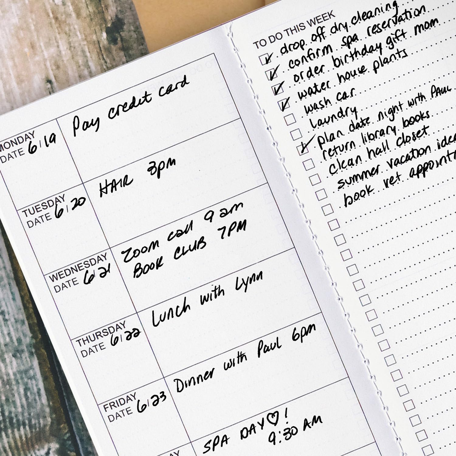 Ricco Bello Notizbuch Refill – Set von 3 Weekly To Do List weiß