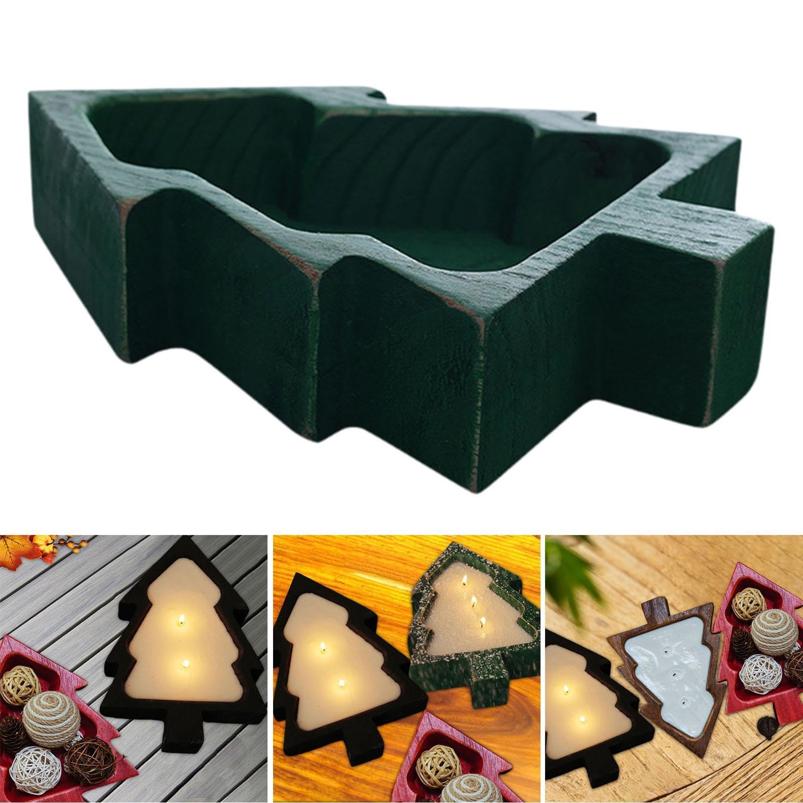Bandeja de madera para servir árbol de Navidad, plato de aperitivos para frutas y golosinas, decoración festiva, cuenco verde perfecto para fiestas y reuniones