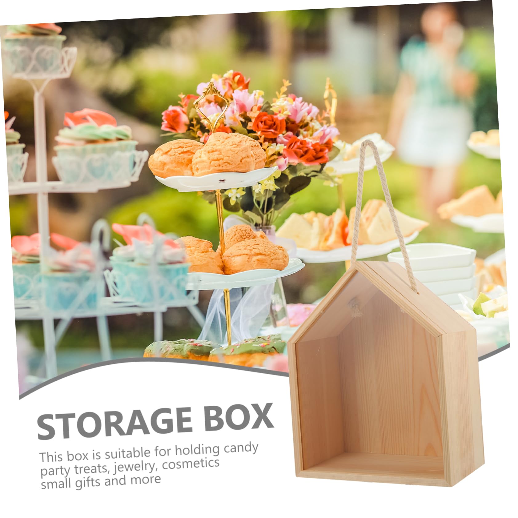 Alipis Scatola Portaconfetti Matrimonio in Legno e Acrilico Khaki a Forma di Casa, Confezione Regalo per Dolci e Gioielli in Bridal Shower