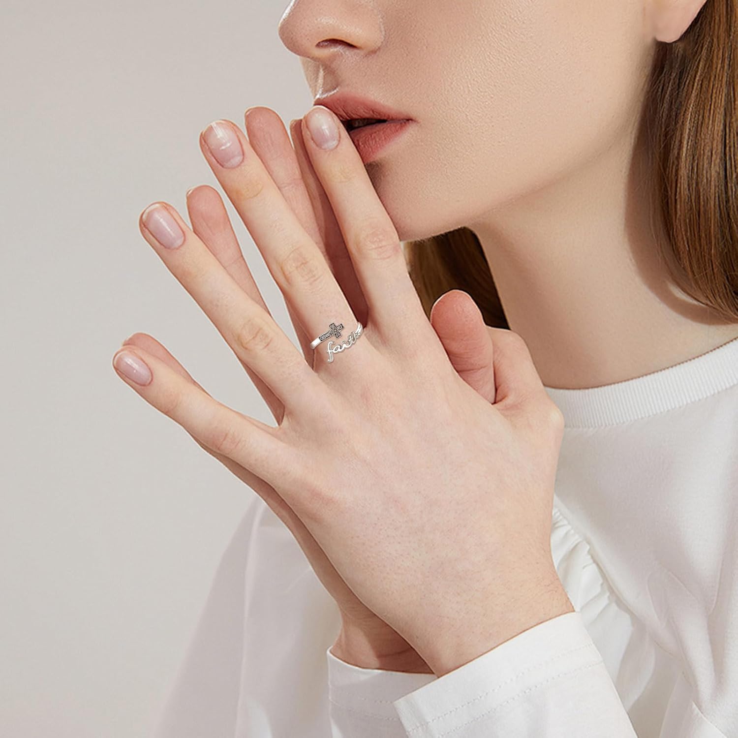 CELESTIA Faith Ring,Cross Rings Sterling Silver Christian Jewelry Mothers Day Gifts for Women Mom Girlfriend - Image 7