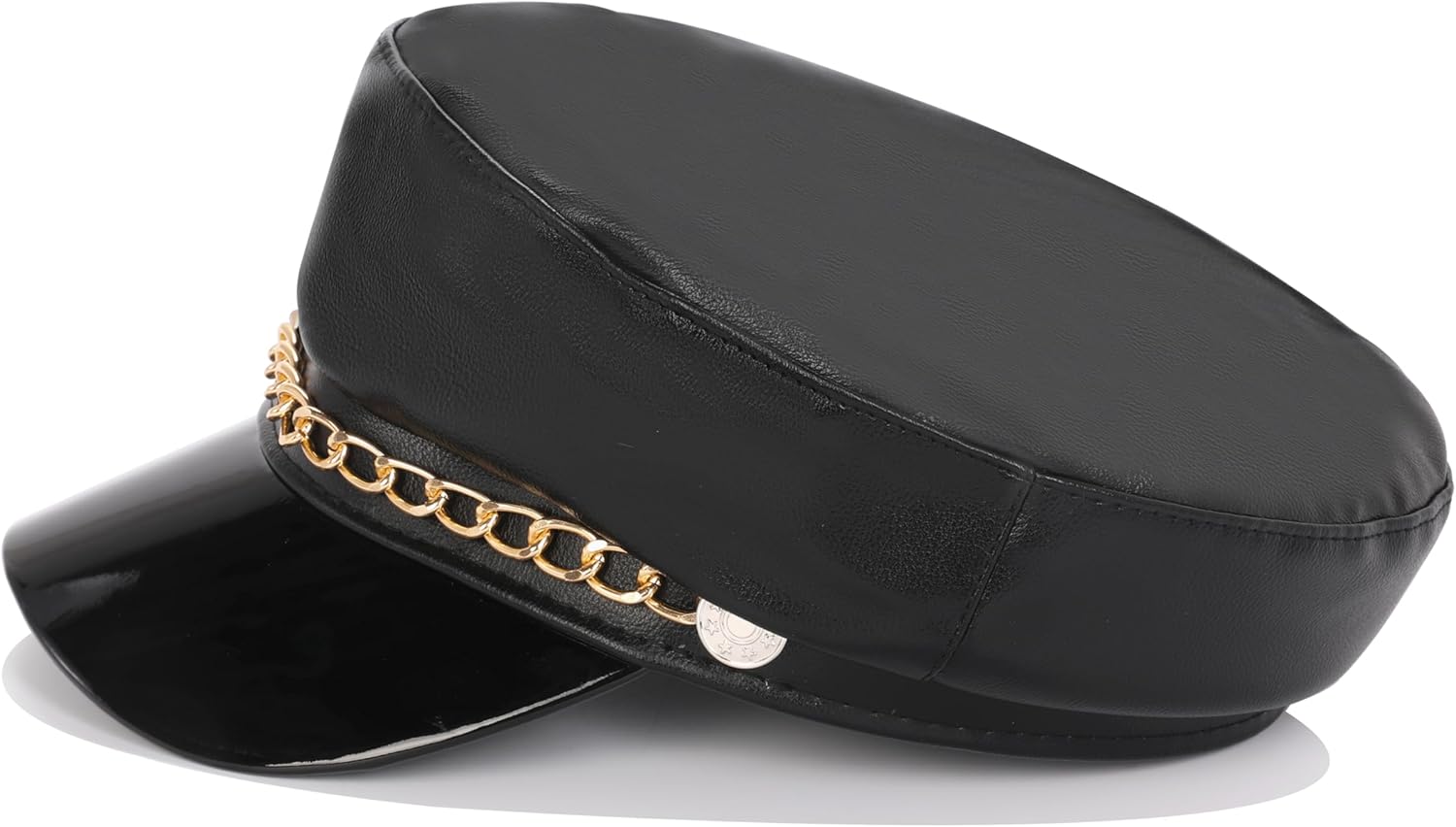 Women's Yacht Captain Sailor Hat, PU Material Newsboy Hat, Stylish Biker Hat, Baker Boy Hat, Peaked Beret - Image 4