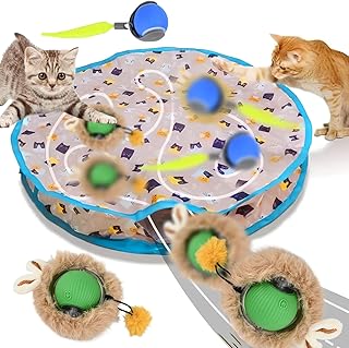 Interactive Cat Toy Mat with 2 Electric Cat Toy Balls, Simulated Hunting Cat Toy Ball, Play Mat, 360° Automatic Dog Toy Ball, USB (A) product image