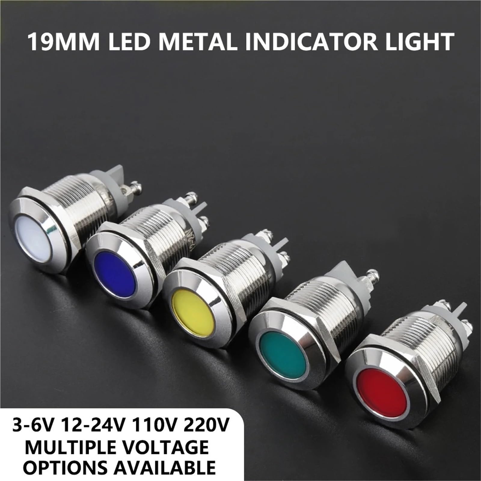 10 pezzi 19 mm LED spia luminosa in metallo AC/DC 3~220 V Mini spia di segnalazione IP65 spia luminosa a LED impermeabile(Ball Red Light,220V)