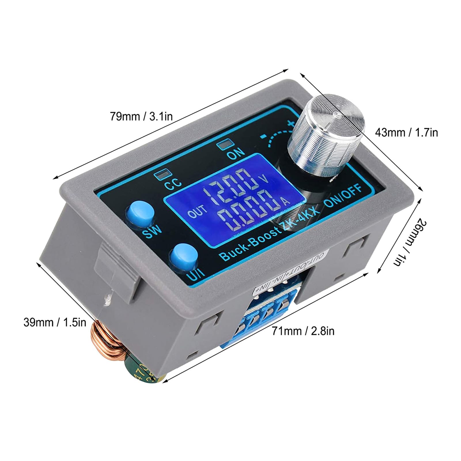 🔧 Fuente Regulable DC-DC 0.5-30V 4A: Buck Boost Con Pantalla Para Laboratorio (Carga CC CV De 5V 12V 24V)
