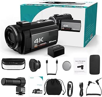 Amazon | ポータブルビデオカメラビデオカメラ4K 48MP外部