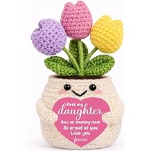 First Mothers Day Mom Gifts for Daughter from Mama Dad Father Positive Crochet Tulip Cute New Mom to Be Gift Love You Forever for Adult Daughter Mother's Day Birthday Anniversary