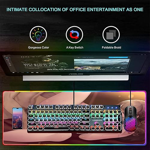 Miniatura 4 de Alfombrilla de mouse sexy de anime para niña, alfombrilla de mouse para gamer, con LED RGB Mause, accesorios de computadora, alfombrilla de