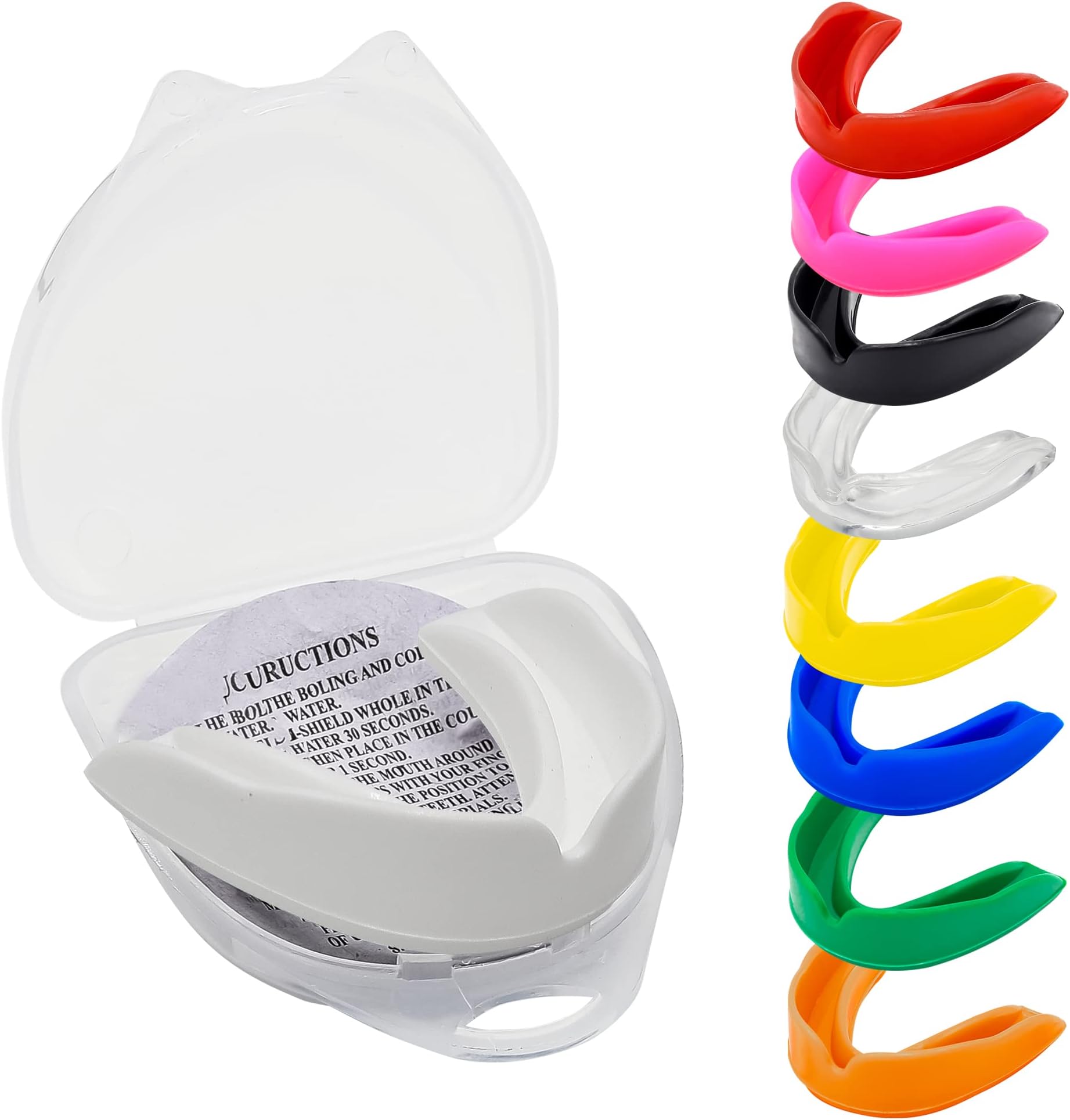 Mouth Guard Gum Shield โ Professional Mouth Guard for Contact Sports, Rugby, Martial Arts, Karate, Rugby, MMA, Boxing, Hockey, Football Flexible for Youth & Adult (White)