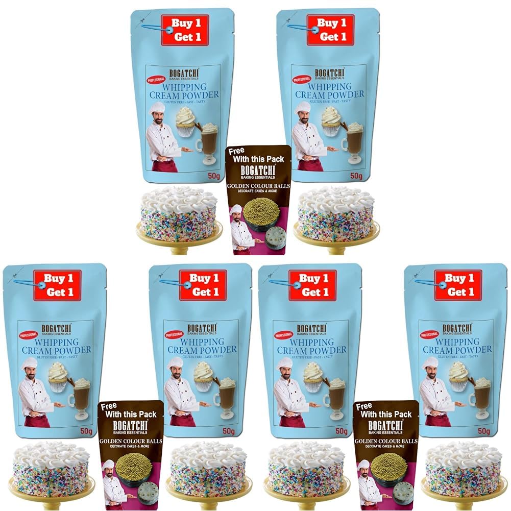 BOGATCHI Premium Whipping Cream Powder for Cake | Rich & Smooth Whipped Cream Mix | Buy 1 Get FREE 50g Whipping Cream Powder + 10g Golden Balls (Pack of 3)-image-36