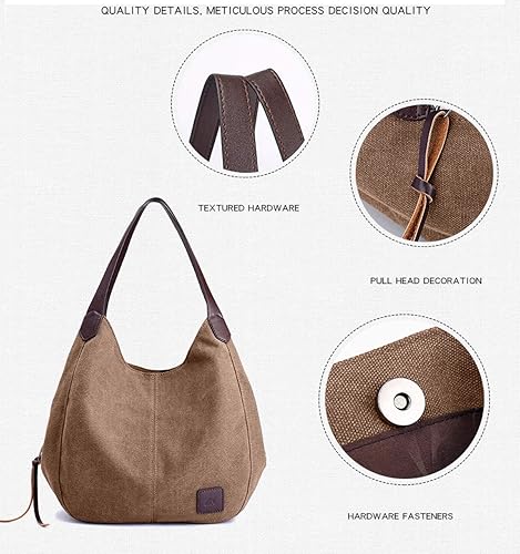 Miniatura 5 de TCHH-DayUp Hobo - Bolsos para mujer, bolsos grandes de lona, bolsos de algodón, bolsos