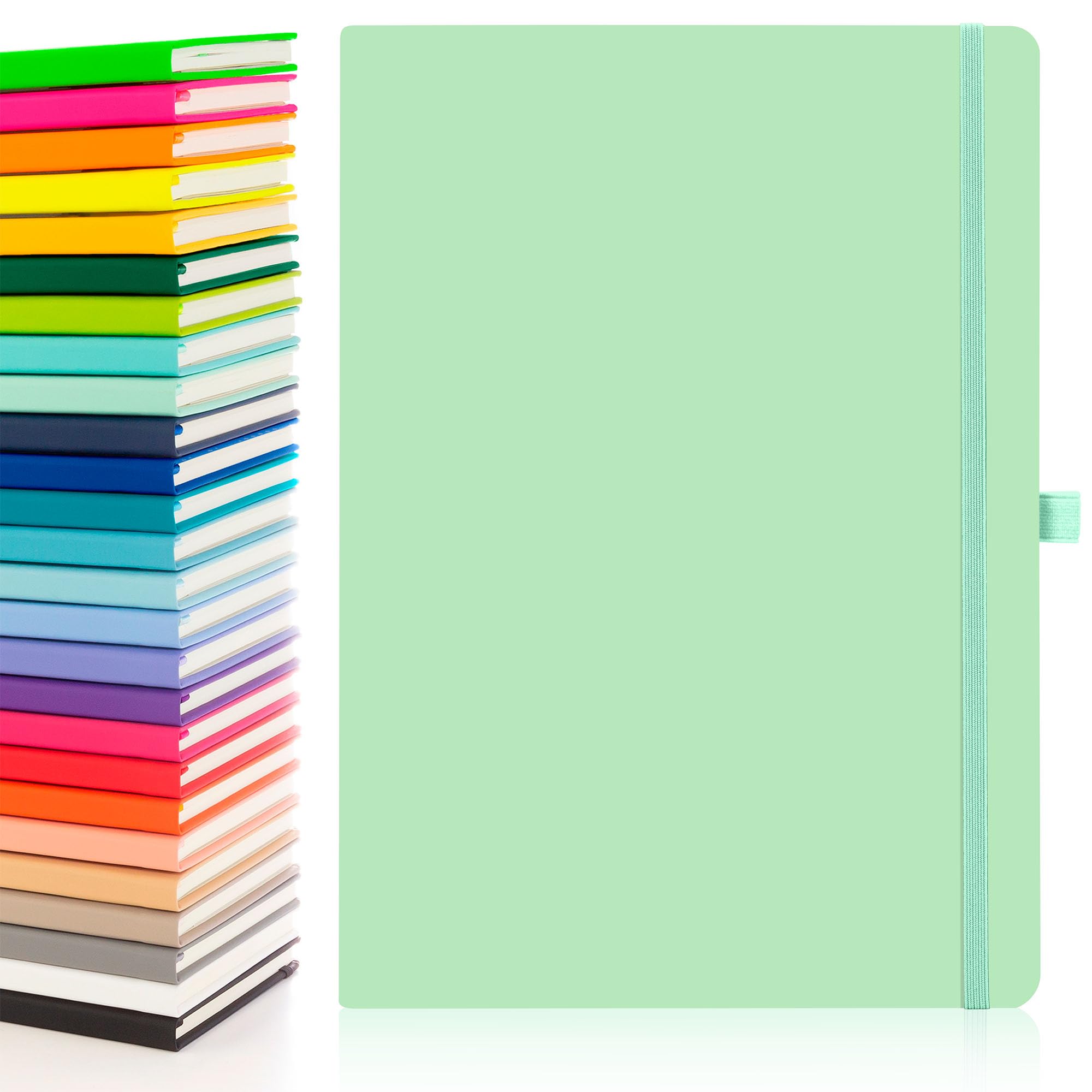 Notes London Eco A4 Notebook with Lined Pages, Pen Loop, Ribbon, Date Marks and Paper Pocket, Pocket Hardback Journal, Note