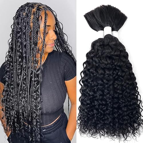 Miniatura 1 de Nvnvdij Cabello ondulado de agua a granel para trenzar, 3.53 oz por paquete, extensiones sin trama, 100% cabello humano Remy natural a granel (26