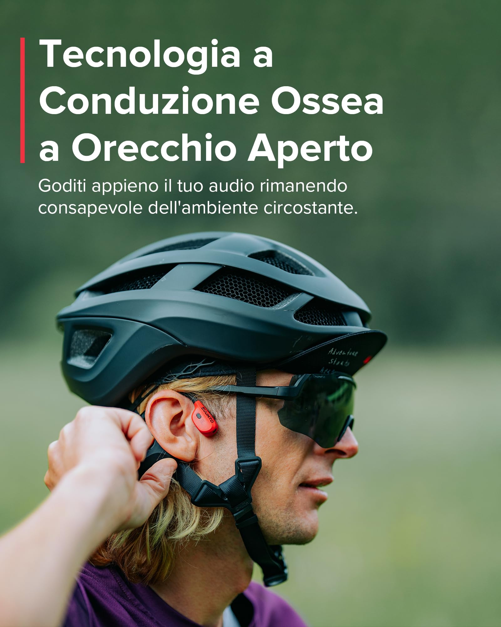 SUUNTO Wing Cuffie Conduzione Ossea Senza Fili, Auricolari Sport Bluetooth 5.2 Wireless Open Ear Impermeabili IP67, Controllo del Movimento della Testa, Luce LED, Autonomia di 10 Ore, per Corsa