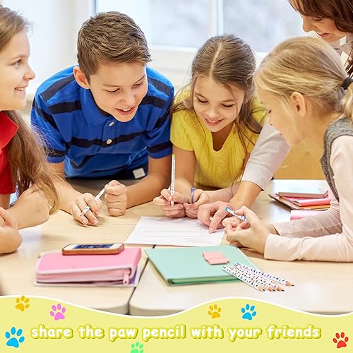 Miniatura 5 de Chinco Lápices de huellas de perro, lápices de madera para escribir con borradores para niños, recuerdos de fiesta de perros, suministros de fiesta