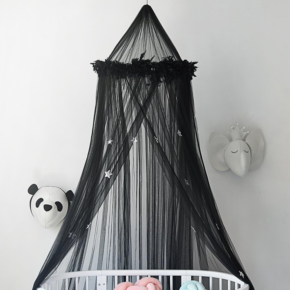 Aboqueen Yarn Mosquito Net Bed Canopy Dome Prince & Princess Play Tent & Game House for Boys, Girls - Daughters and Granddaughters Black