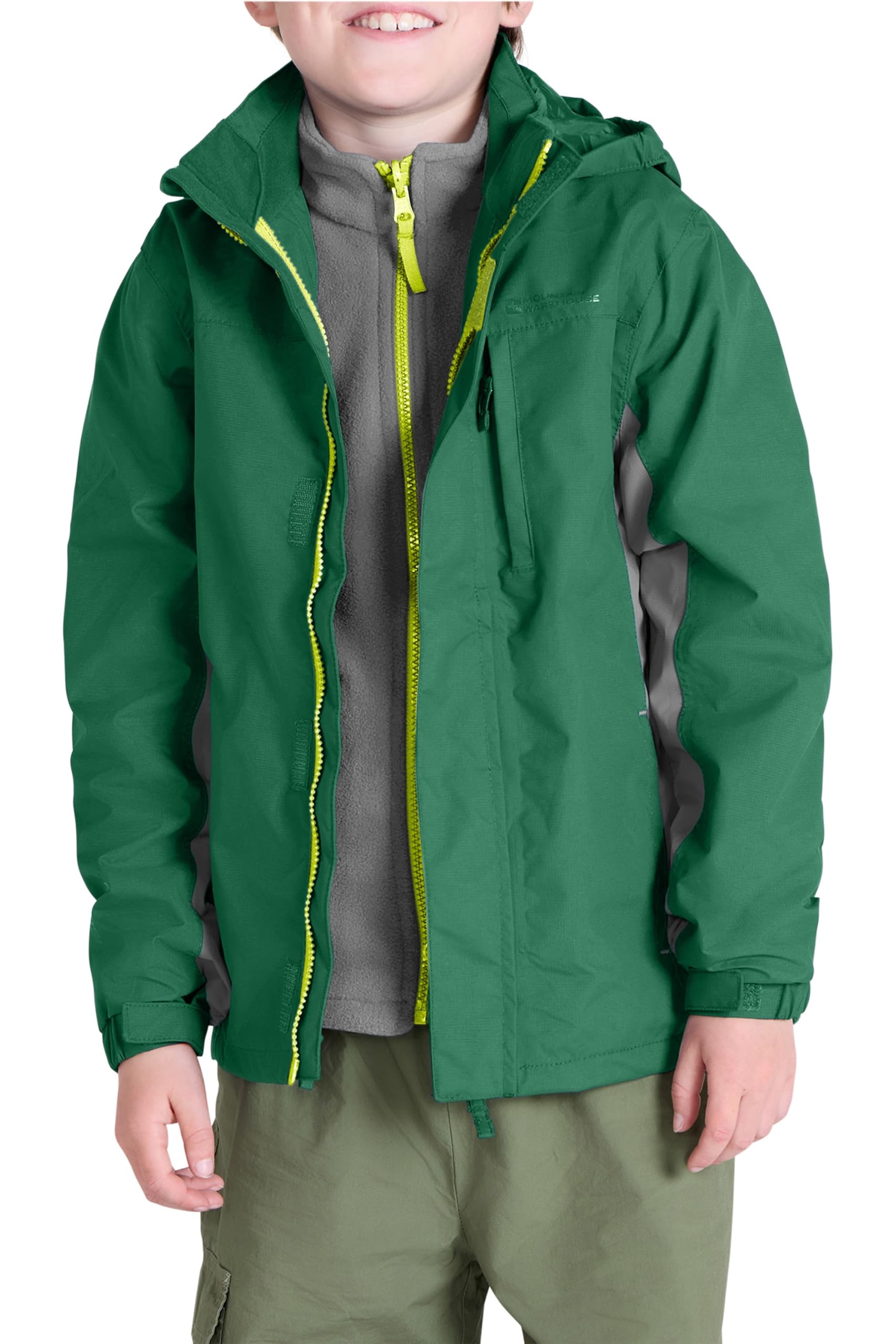 Mountain Warehouse Cannonball Kid 3 in 1 Waterproof Jacket Dark Khaki (01) 13y