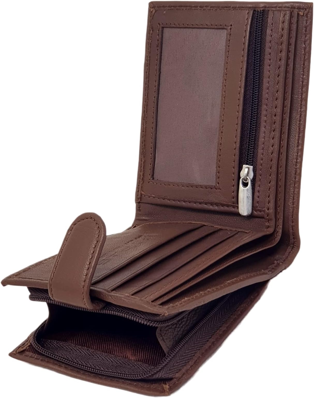 RAS Mens Soft Smooth Genuine Leather Wallet with External Zipper Coin Pocket 42 Black