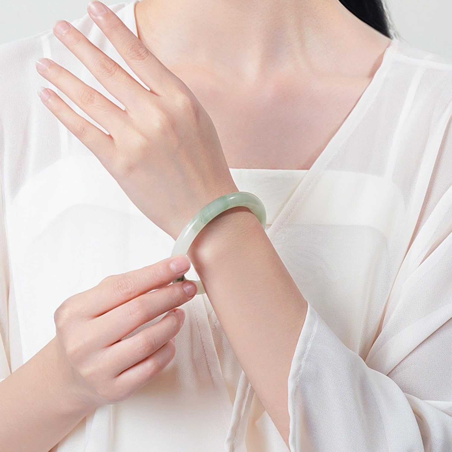 Tianshan Green Gemstone Bracelet for Women Bangle with Gold Thread - Elegant Holiday Gift for Girlfriend