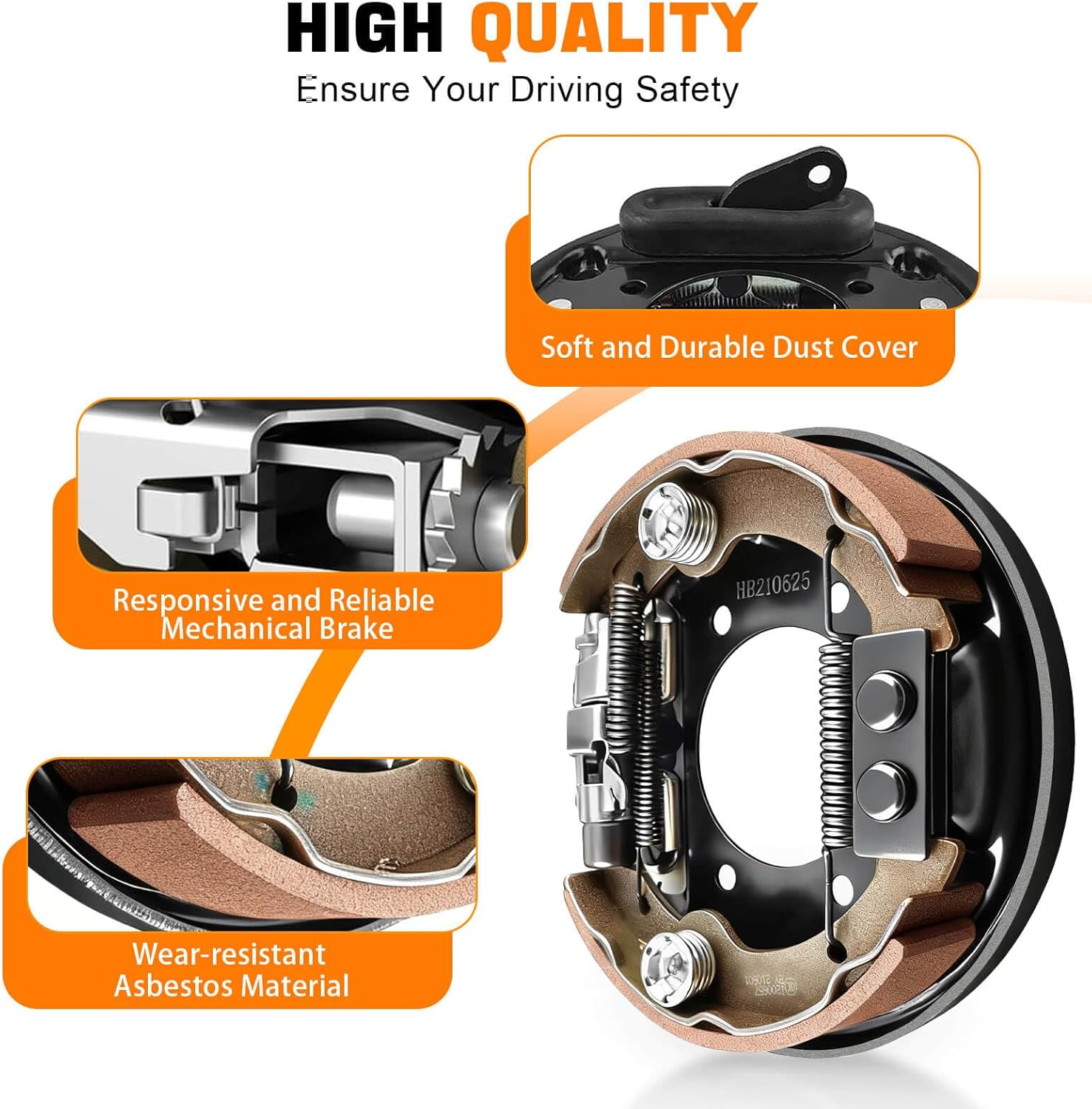 Golf Cart Brake Assembly Rear for EZGO TXT PDS Medalist and Yamaha Golf Carts G14 G16 G19 G20 G21 G22 Driver Side and Passenger Side, Includes Brake Shoes, OEM# 70998-G01 70998-G02 JN6-F7290-03-00