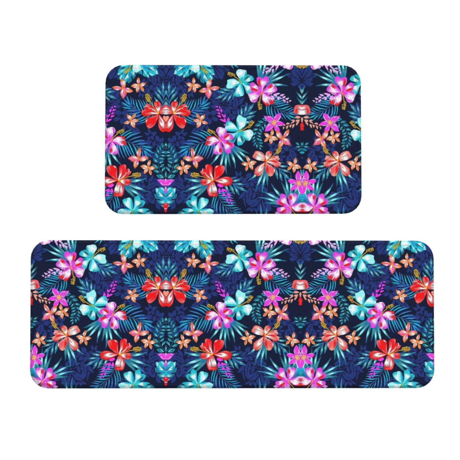 Tapis de sol de cuisine floral pour embellir la buanderie et le bureau à la maison