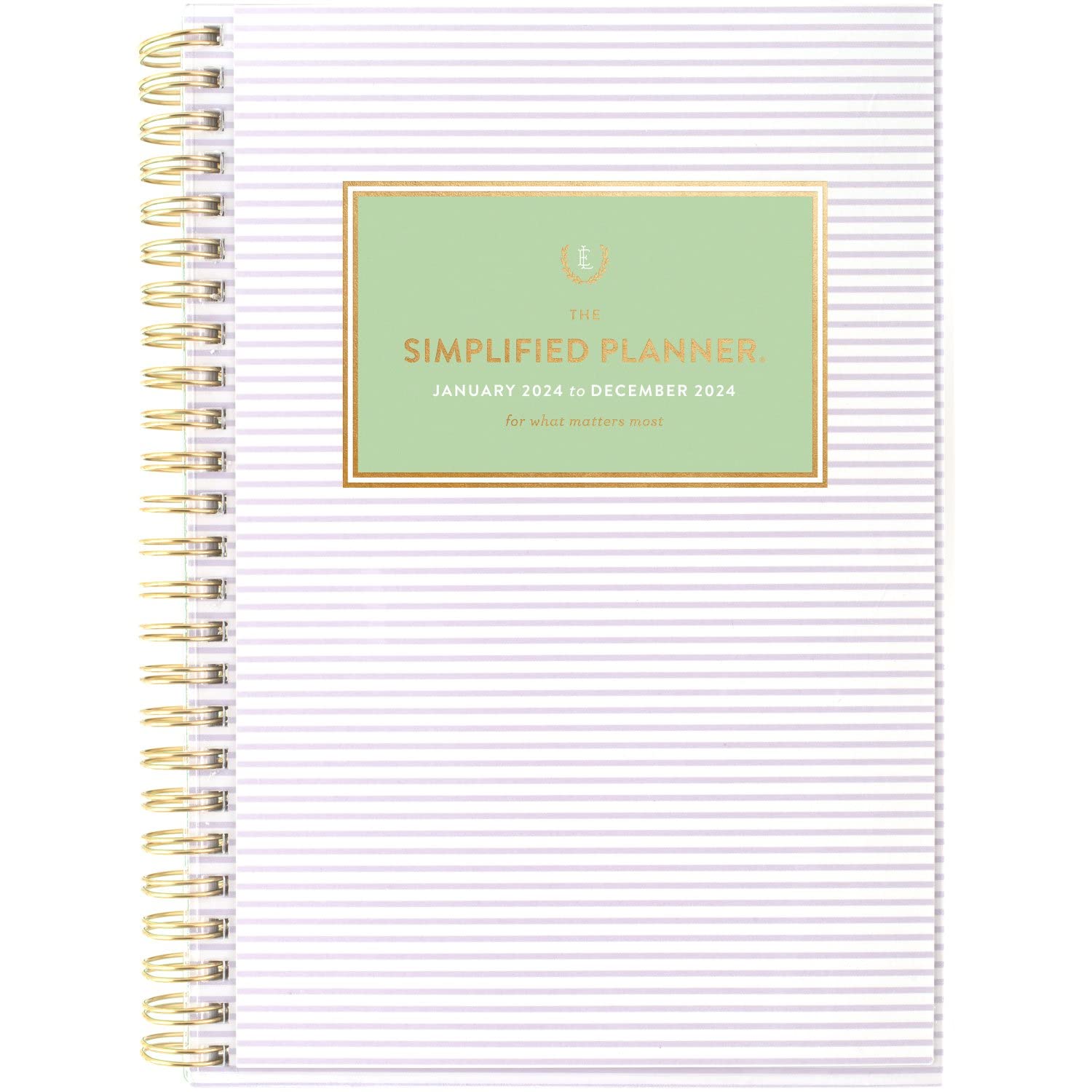 2024 Weekly & Monthly Planner Simplified by Emily Ley for AT-A-GLANCE, 5-1/2" x 8-1/2", Small, Customizable, Lilac Pinstripe (EL17-201-24)