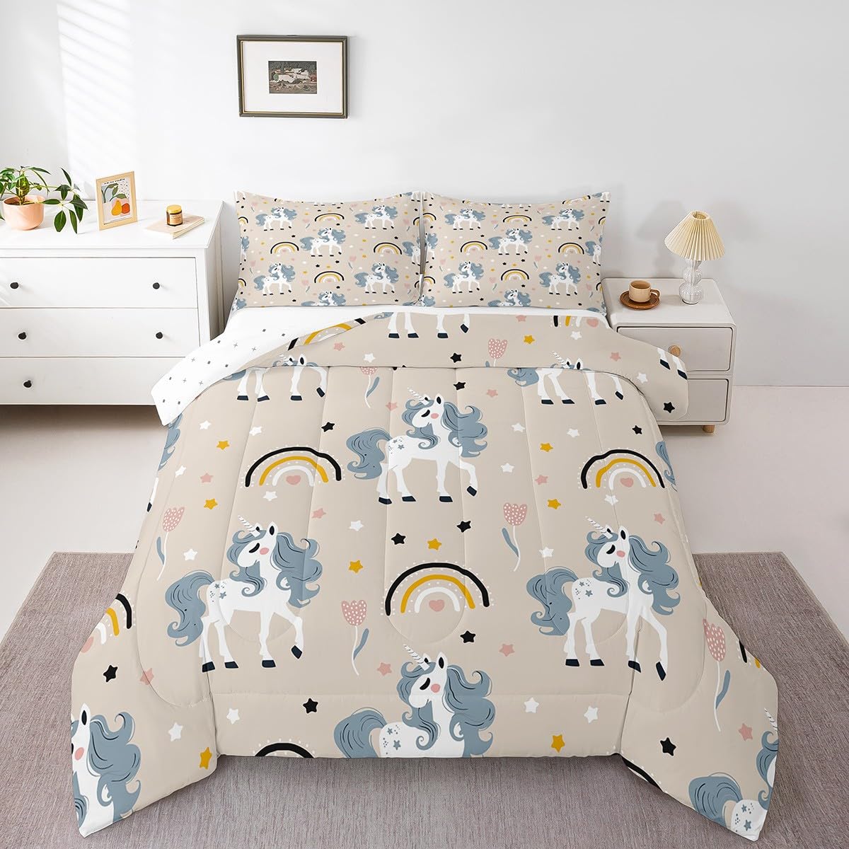 Edredón de unicornio de 155 x 220 cm el regalo perfecto de cumpleaños con funda de almohada