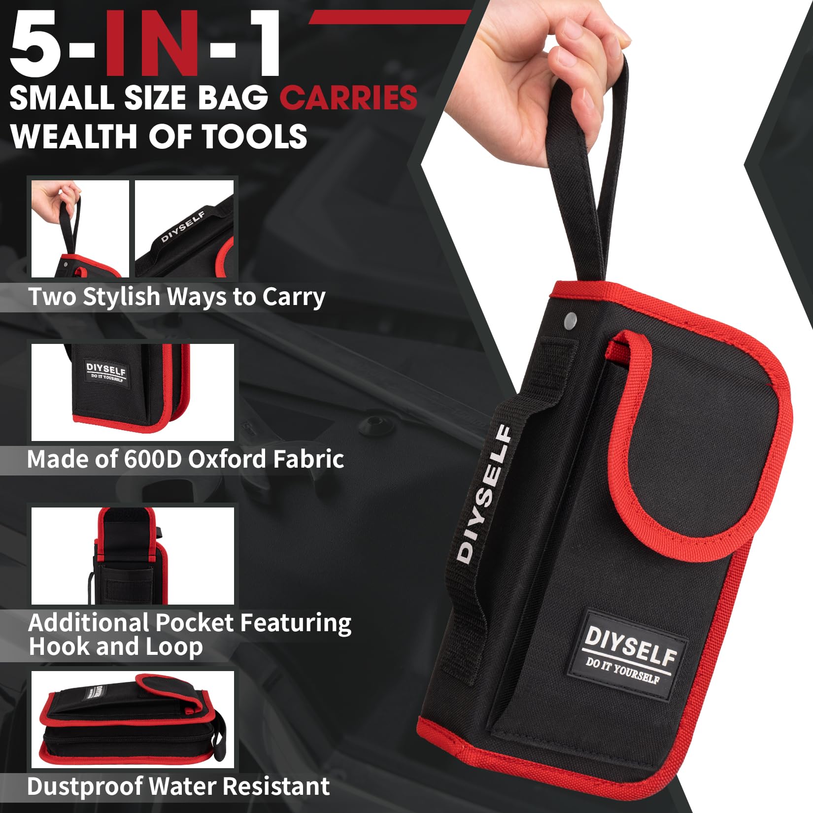 DIYSELF Telescoping Magnetic Pickup Tool, Inspection Mirror Telescoping, LED Flashlight, Telescoping Magnet Stick, Flexible Magnet Pickup Tool, Gadgets for Men, Cool Gifts for Dad, Husband, 5-in-1 Set