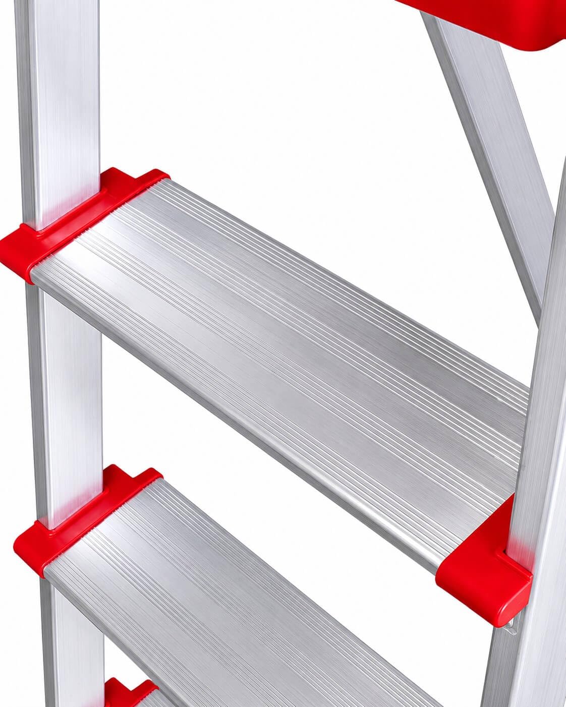 T-Plus Escalera Profesional de Aluminio 8x1 con Arco de Seguridad, 8 Peldaños, 150 kg de Capacidad
