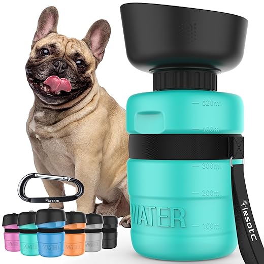 lesotc Upgraded Dog Water Bottle Foldable, Portable Leak Proof Pet Water Dispenser for Outdoor Walking,Hiking,Travel,BPA Free,Lightweight