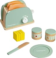 Vista 15 de Teamson Kids Little Chef Frankfurt - Juego de 21 alimentos de madera con frutas y verduras y bolsa de malla para comestibles, multicolor, verde