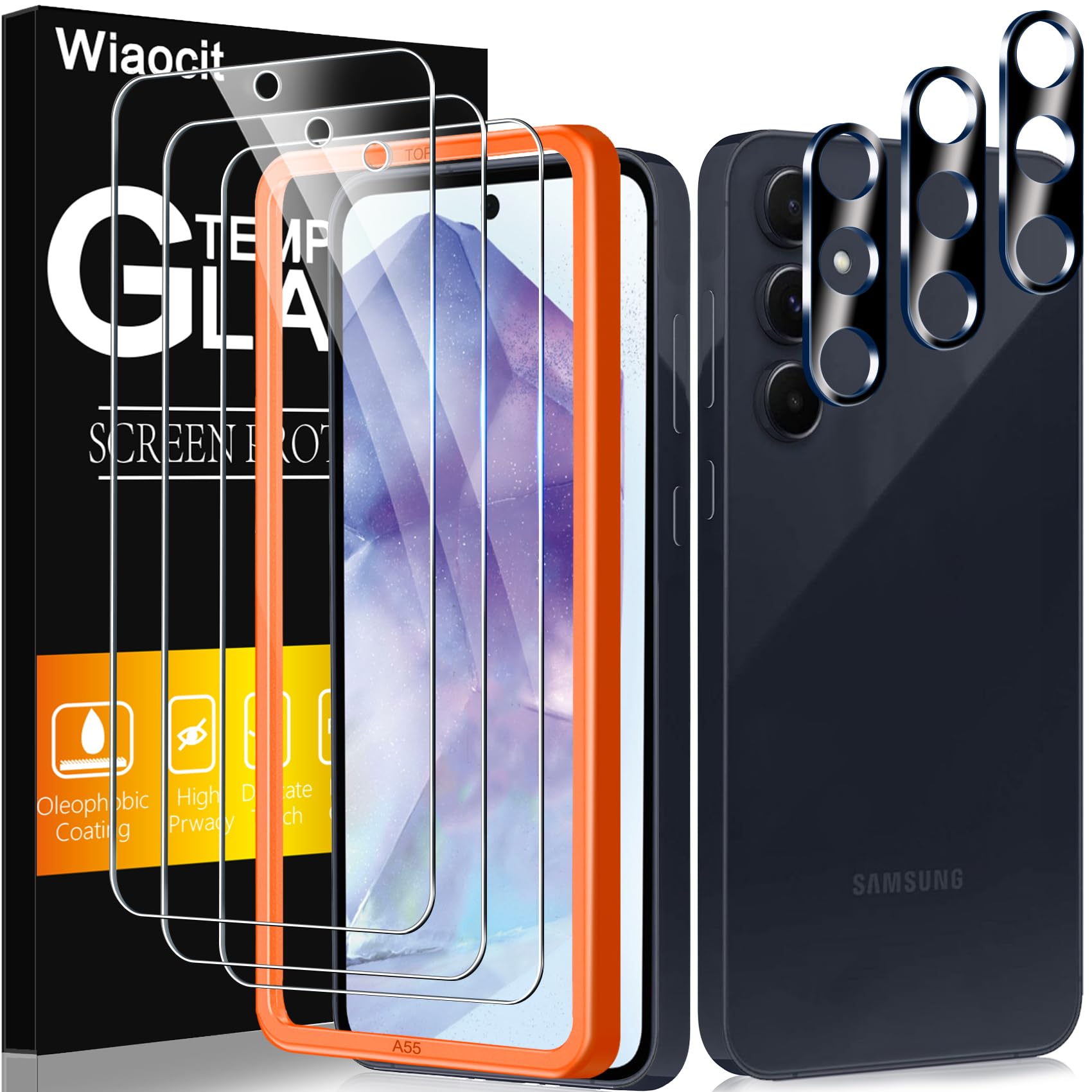 【保護シート３枚付】Samsung Galaxy A55 5G Amazon.co.jp: Wiaocit 3ピース 強化ガラス Samsung Galaxy A55 5G用