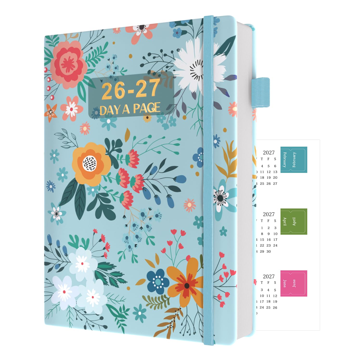 Sailingvan Academic Diary 2026-2027 Page A Day A5, July 2026 - June 2027, 26/27 Mid Year Diary with Calendar Stickers Tabs, 80-gsm Paper, 2 Bookmarks, Pocket for Teachers, Students
