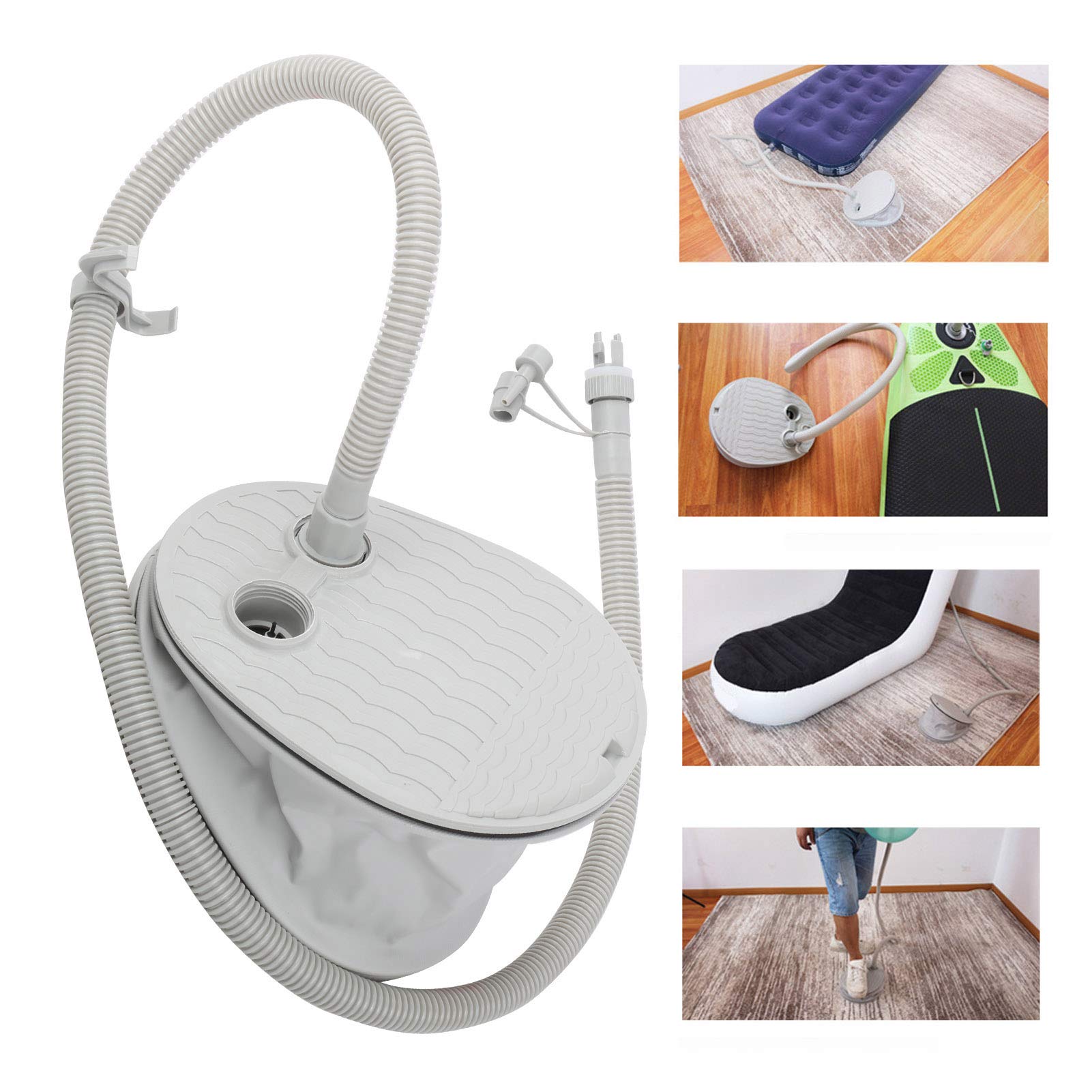 Pompka nożna MechKit XL Przenośny inflator z dyszami przyłączeniowymi w 3 rozmiarach do pontonów, desek surfingowych, łodzi z PVC, dmuchanych sof i innych, wytrzymały materiał z