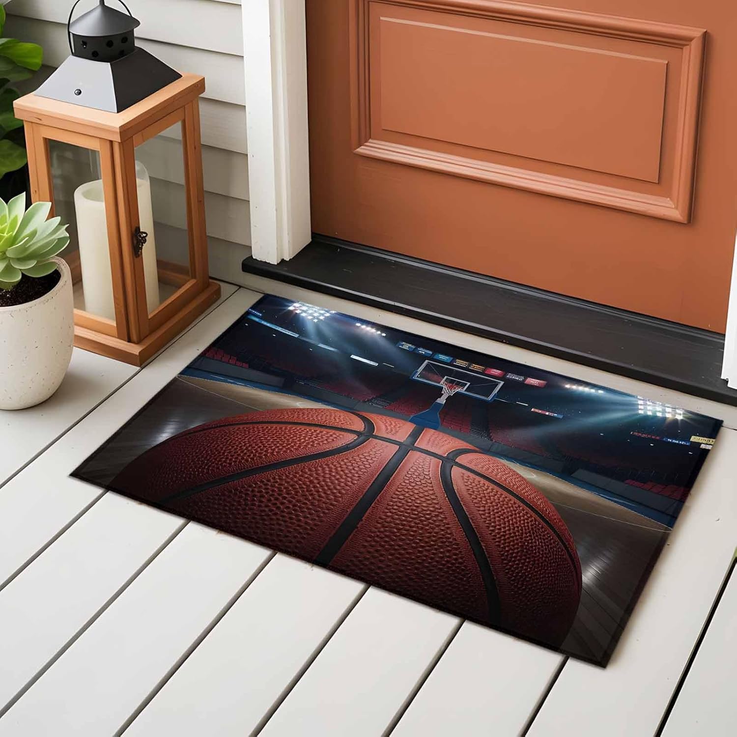 Abstract Basketball Front Door Rugs 2x3 ft Match Stadium Balloon Concentration Lights Small Rug for Entryway Non Slip Washable Bathroom Door Mat Absorbent Floor Mat for Indoor Entrance
