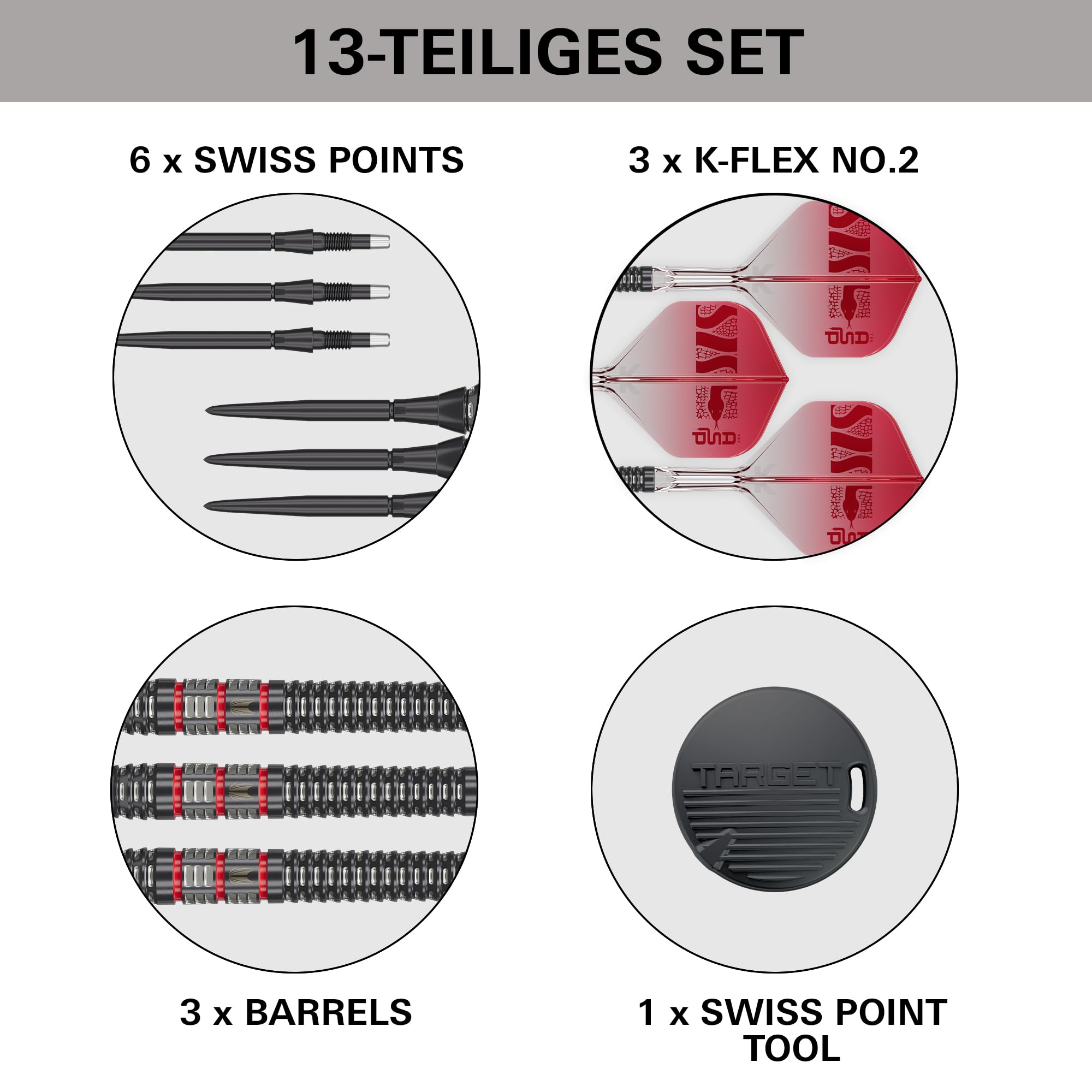 Target Darts Nathan Aspinall Steel Tip 95K Dart Set 22G/24G/26G 95% Wolfram-Darts K-Flex Nr.2 Flights & Shafts Swiss Storm Black SP Tool im Lieferumfang enthalten Player Edition Professional Dart Sets
